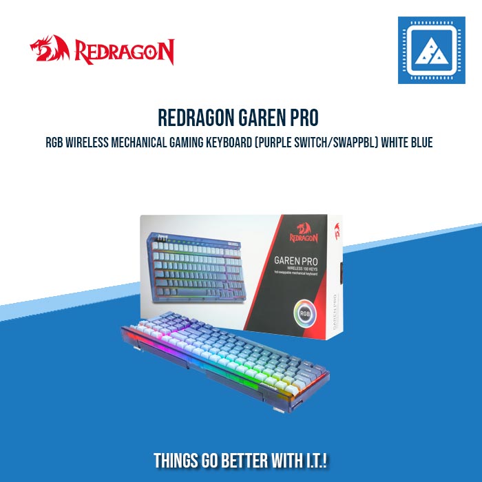 REDRAGON GAREN PRO RGB WIRELESS MECHANICAL GAMING KEYBOARD (PURPLE SWITCH/SWAPPBL) WHITE BLUE REDRAGON GAREN PRO RGB WIRELESS MECHANICAL GAMING KEYBOARD (PURPLE SWITCH/SWAPPBL) WHITE BLUE